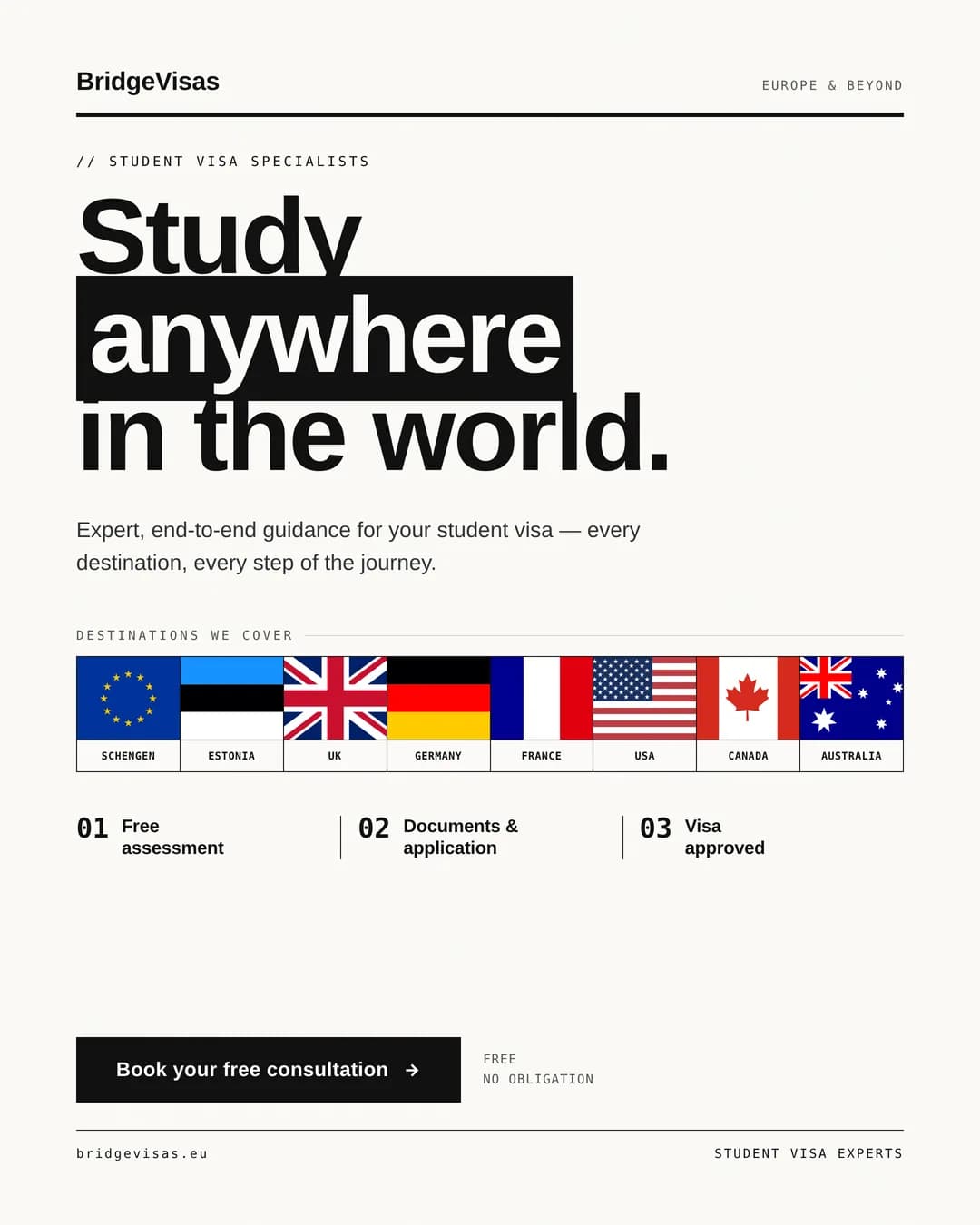 Study anywhere in the world.